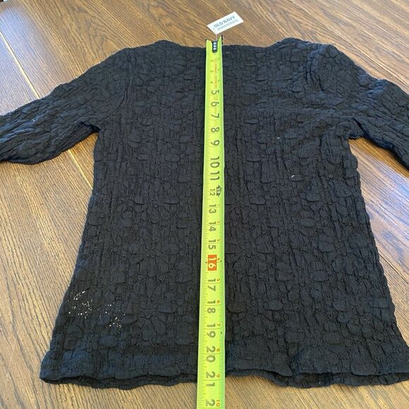 Old Navy Sheer Blouse Women’s Size Medium Black Stretch NWT Boat Neck - Picture 9 of 9